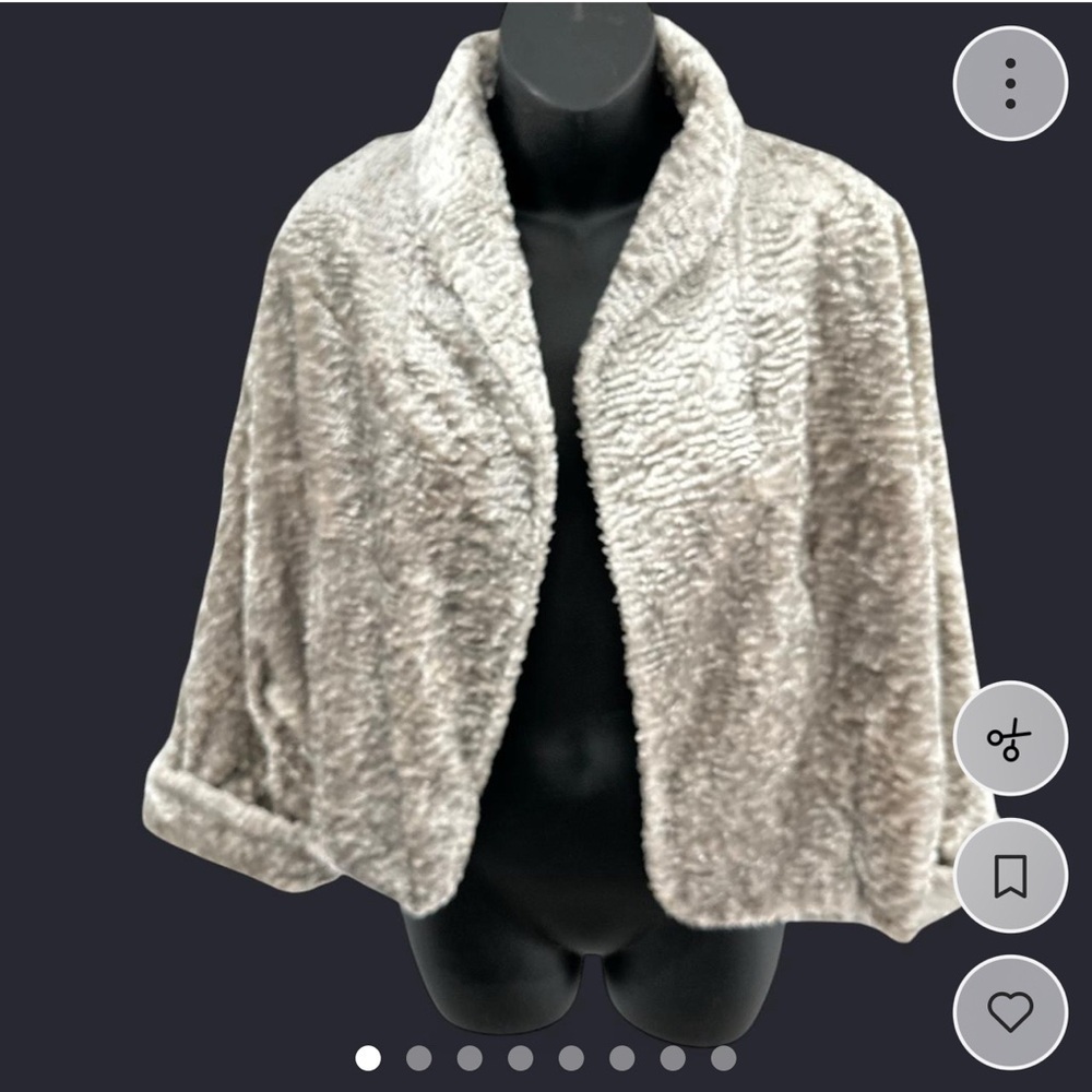 INC International Concepts Gray Faux Fur Varsity Jacket